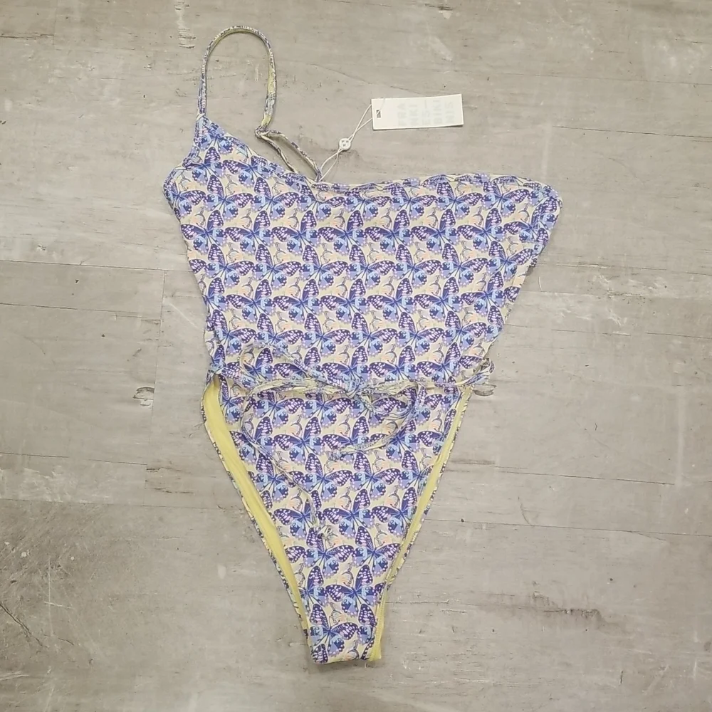 💕FRANKIE'S BIKINIS💕 Evangeline One Piece Swimsuit ~ Monarch Butterflies L NWT